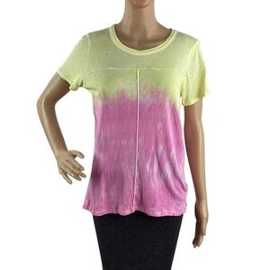 Chaser Dip Dye Short Sleeve Tee Yellow Pink Size S